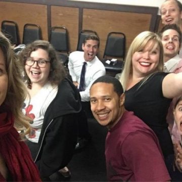 rehearsal selfie backstage at Second City during Be True To Thy Selfie