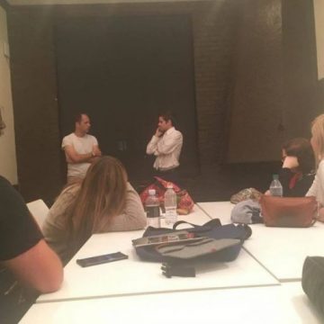 writer's room rehearsal backstage at Second City Be True To Thy Selfie