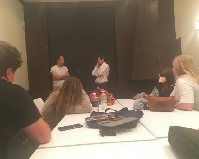 writer's room rehearsal backstage at Second City Be True To Thy Selfie