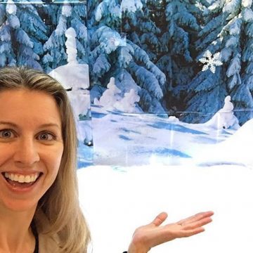 Corporate singing winter diorama