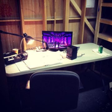 backstage announcer booth at holiday show