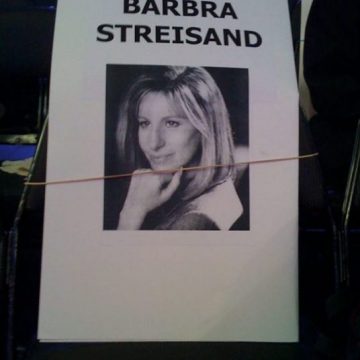 Barbra Streisand seat card at Grammy's backstage