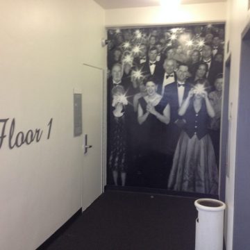 Beverly Hilton elevator signage backstage