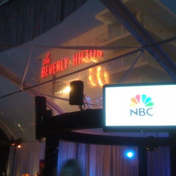 Beverly Hilton patio for Golden Globes backstage