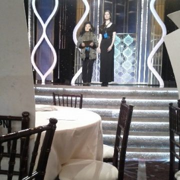 Golden Globes presenter backstage onstage Beverly Hilton hotel
