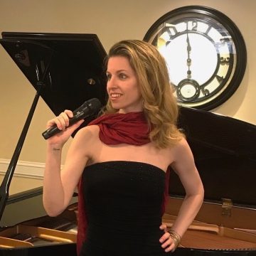 Magi Loucks, singer, with grand piano