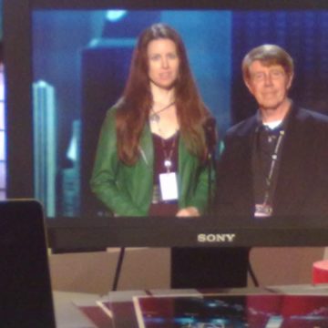 me on tv monitor backstage rehearsal award show presenter