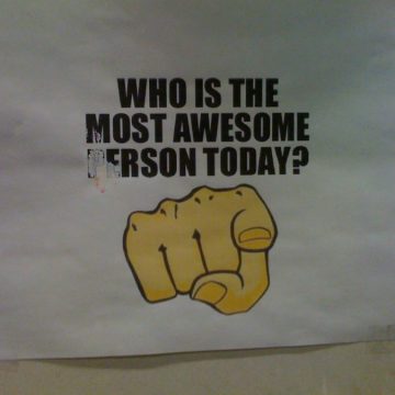 most awesome person signage backstage