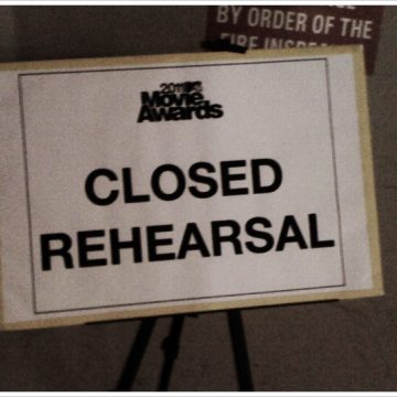 MTV Movie Awards closed rehearsal signage backstage