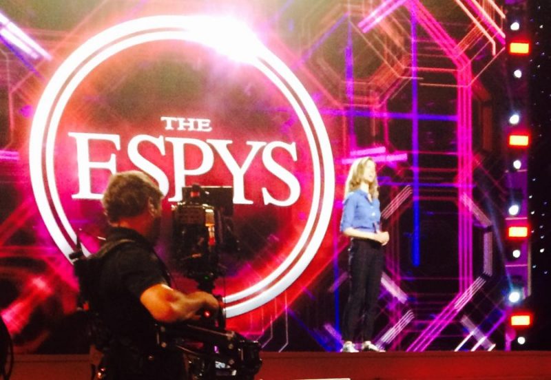 Rehearsing opening monologue for 2018 Espys, Microsoft Theatre