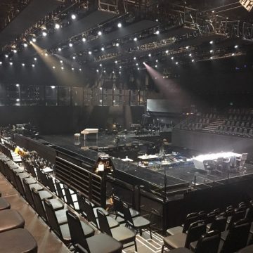 Piano, dark stage. CBS